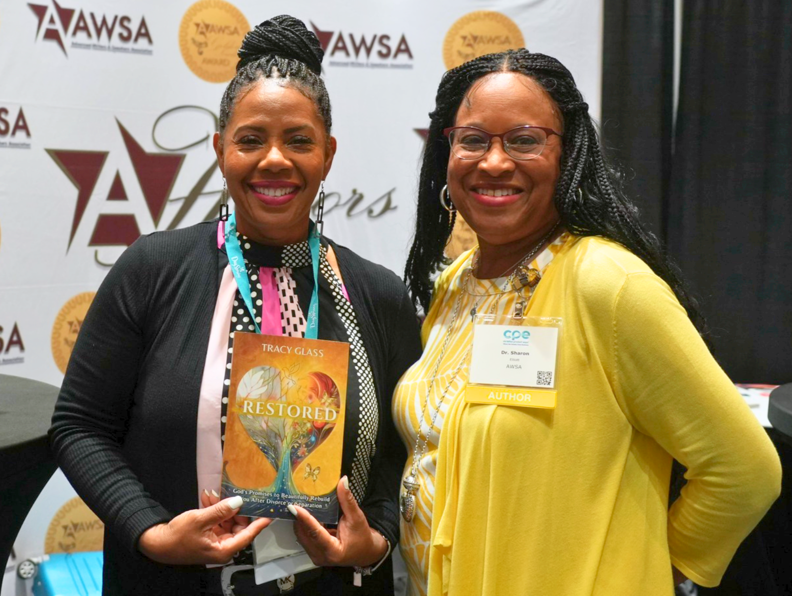 Author of RESTORED, Tracy Glass, with a fellow author at the Christian Products Expo