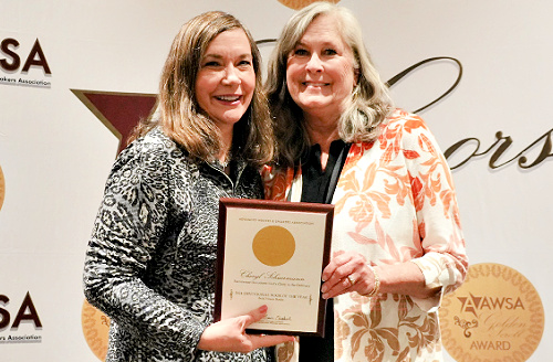Cheryl Schuermann receiving the 2024 Devotional Book of the Year award